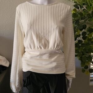 H&M Cream Ribbed Blouse